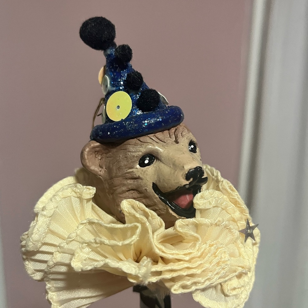 Silvestri Bear Jester On A Stick Vintage Christmas Ornament Lasting Endearment